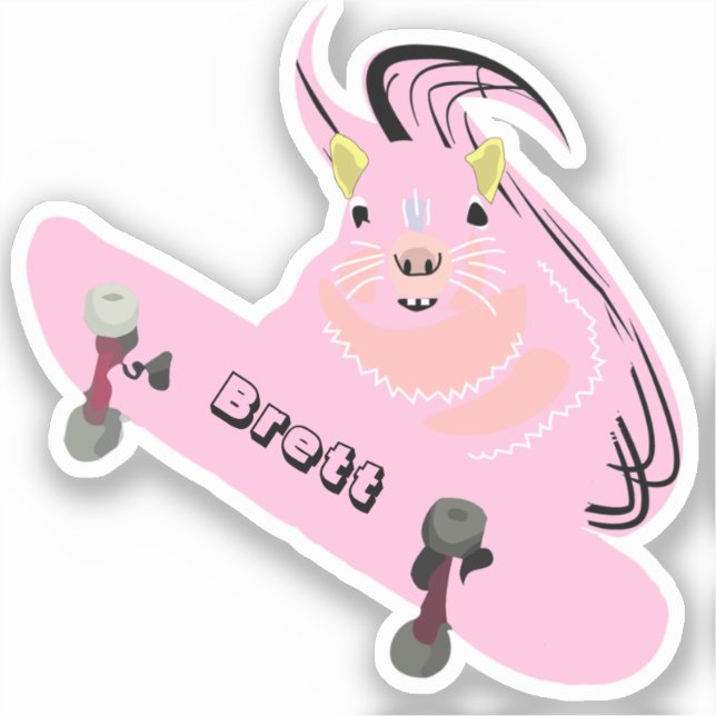 Naughty Squirrel #698 Brett Skateboarding Sticker (Front)