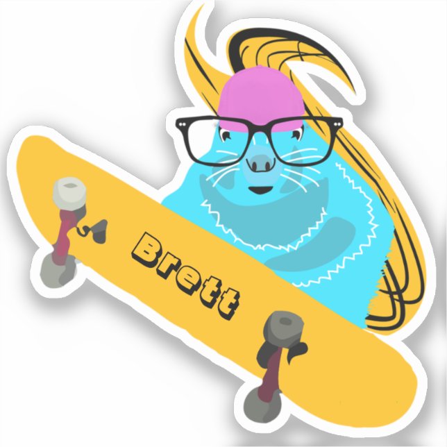 Naughty Squirrel #703 Brett Skateboarding Sticker (Front)