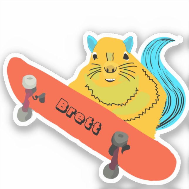 Naughty Squirrel #704 Brett Skateboarding Sticker (Front)