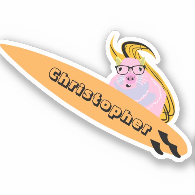 Naughty Squirrel #719 Surfing Sticker (Front)