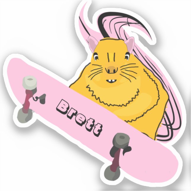 Naughty Squirrel #734 Brett Skateboarding Sticker (Front)