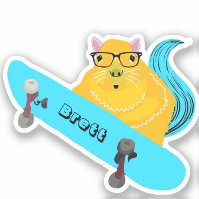 Naughty Squirrel #750 Brett Skateboarding Sticker (Front)