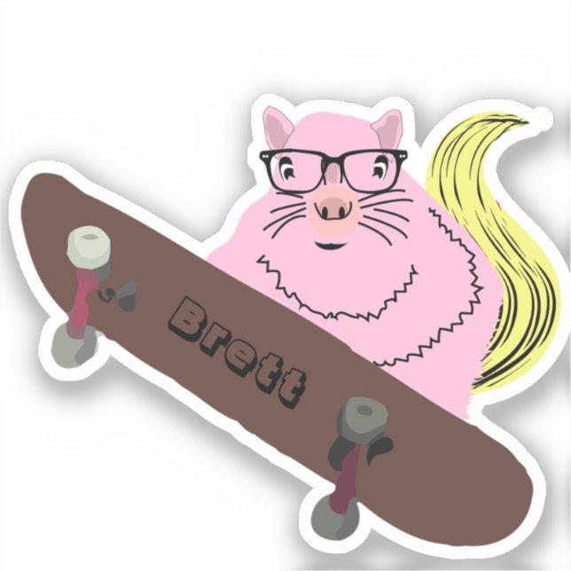 Naughty Squirrel #758 Brett Skateboarding Sticker (Front)