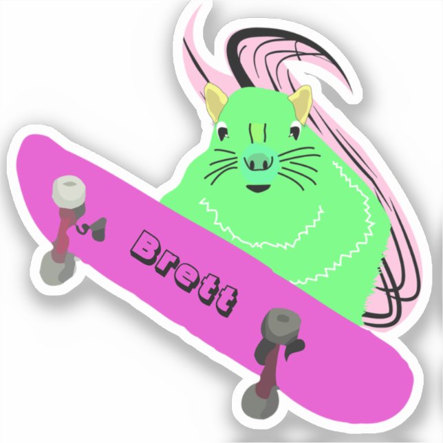 Naughty Squirrel #763 Brett Skateboarding Sticker (Front)
