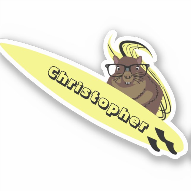 Naughty Squirrel #768 Surfing Sticker (Front)