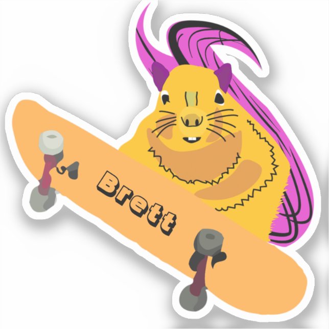 Naughty Squirrel #774 Brett Skateboarding Sticker (Front)