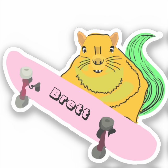 Naughty Squirrel #785 Brett Skateboarding Sticker (Front)