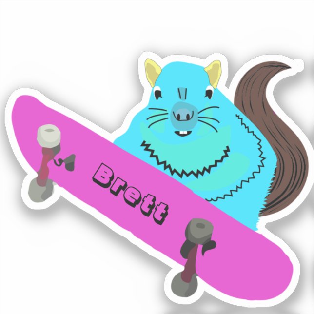 Naughty Squirrel #793 Brett Skateboarding Sticker (Front)