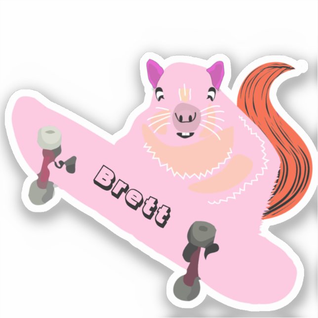 Naughty Squirrel #798 Brett Skateboarding Sticker (Front)