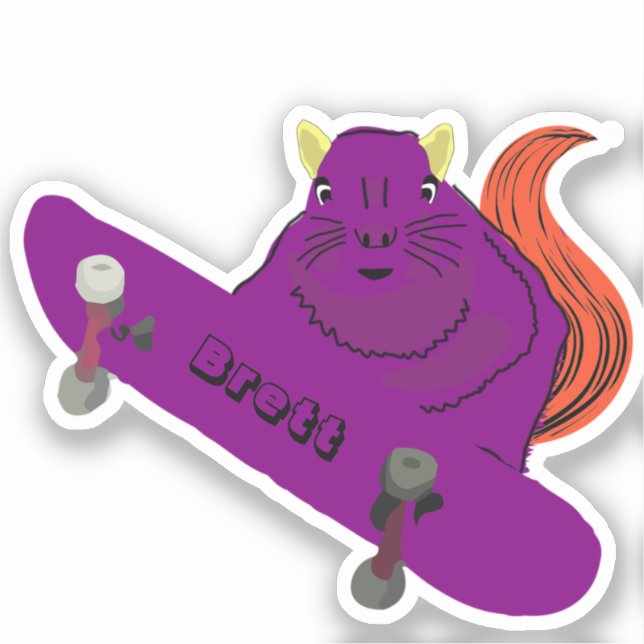 Naughty Squirrel #815 Brett Skateboarding Sticker (Front)