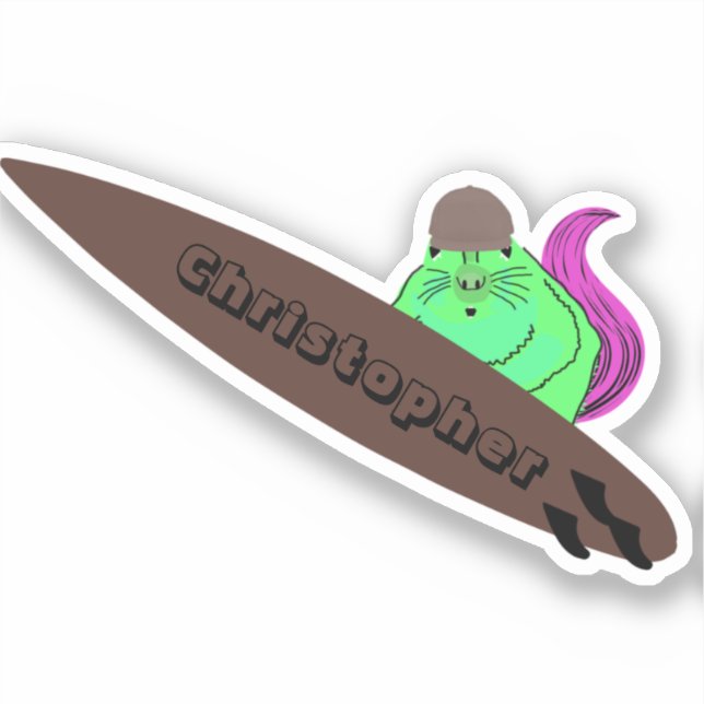 Naughty Squirrel #816 Surfing Sticker (Front)