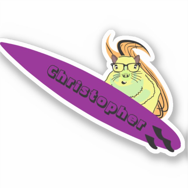Naughty Squirrel #820 Surfing Sticker (Front)