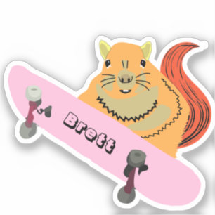 Naughty Squirrel #823 Brett Skateboarding Sticker