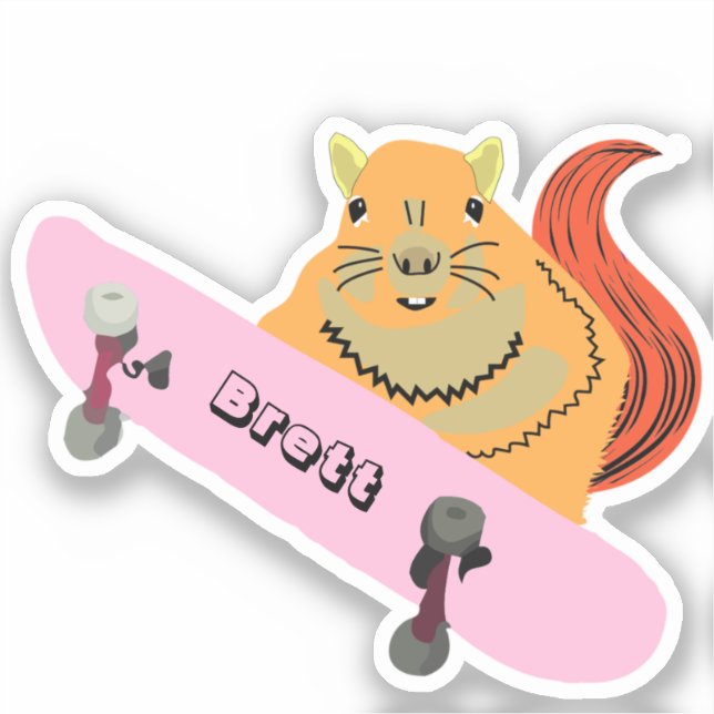 Naughty Squirrel #823 Brett Skateboarding Sticker (Front)