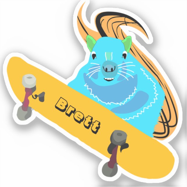 Naughty Squirrel #830 Brett Skateboarding Sticker (Front)