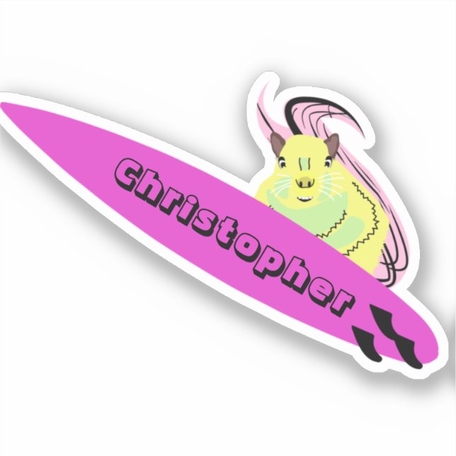 Naughty Squirrel #846 Surfing Sticker (Front)