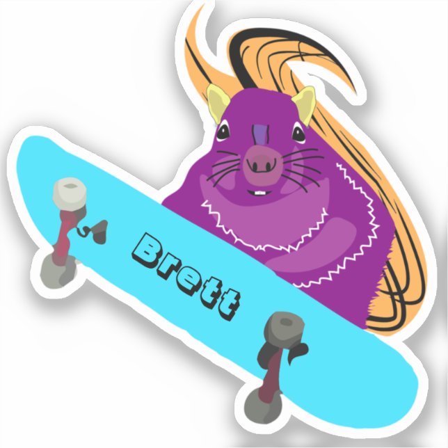 Naughty Squirrel #854 Brett Skateboarding Sticker (Front)