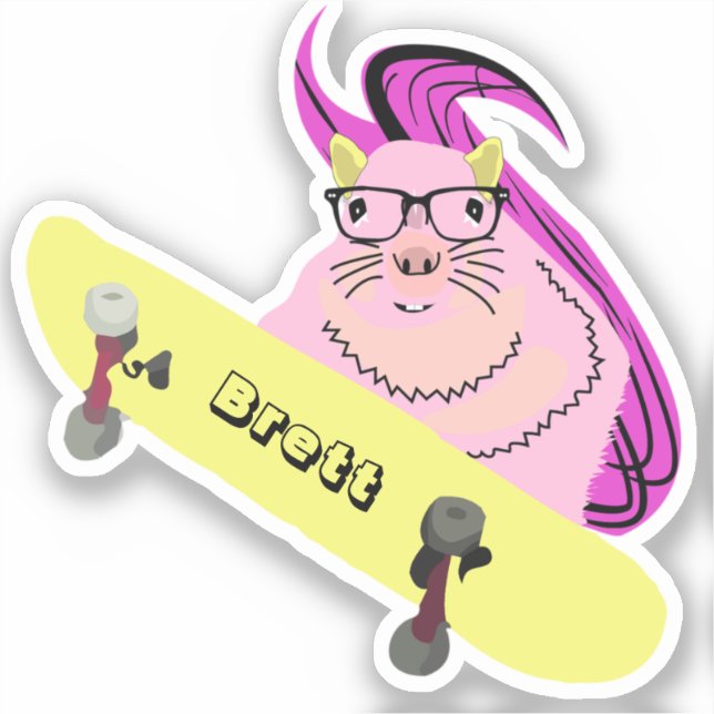 Naughty Squirrel #872 Brett Skateboarding Sticker (Front)