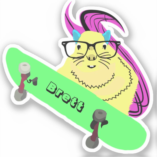 Naughty Squirrel #873 Brett Skateboarding Sticker (Front)