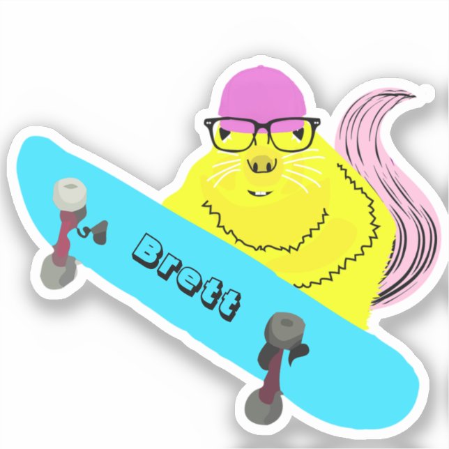 Naughty Squirrel #893 Brett Skateboarding Sticker (Front)