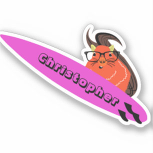 Naughty Squirrel #911 Surfing Sticker