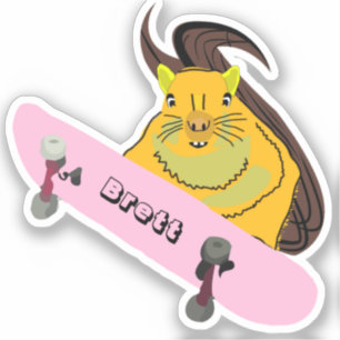 Naughty Squirrel #912 Brett Skateboarding Sticker