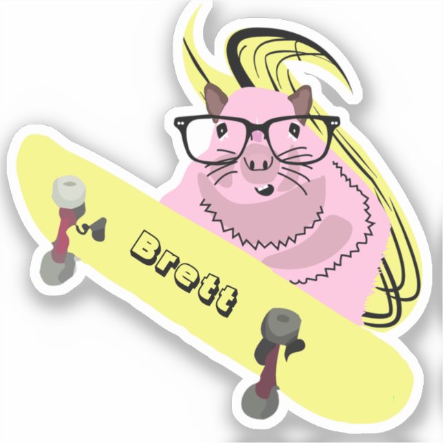 Naughty Squirrel #918 Brett Skateboarding Sticker (Front)