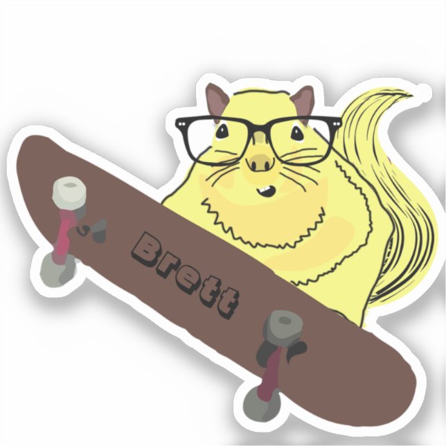 Naughty Squirrel #932 Brett Skateboarding Sticker (Front)