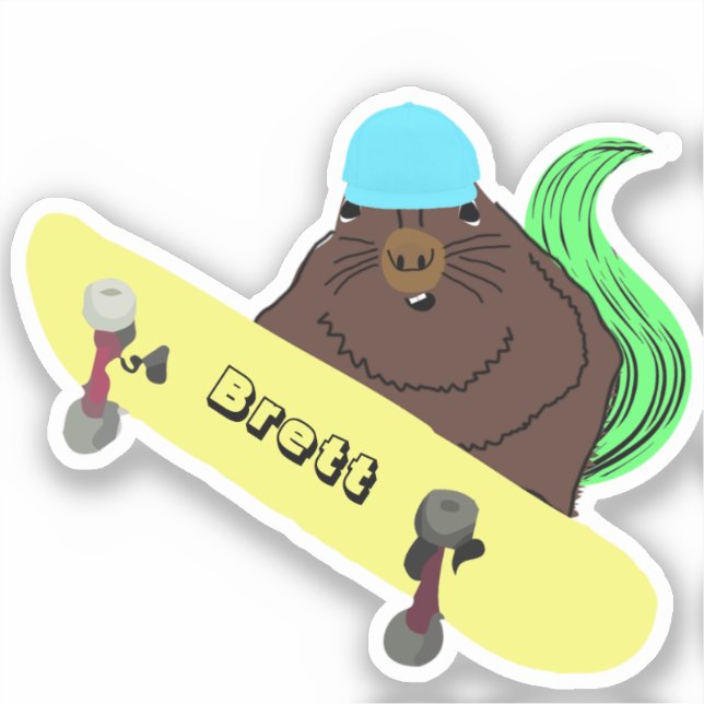 Naughty Squirrel #935 Brett Skateboarding Sticker (Front)