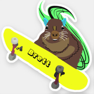 Naughty Squirrel #944 Brett Skateboarding Sticker