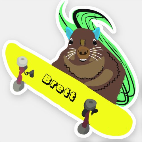 Naughty Squirrel 944 Brett Skateboarding Sticker