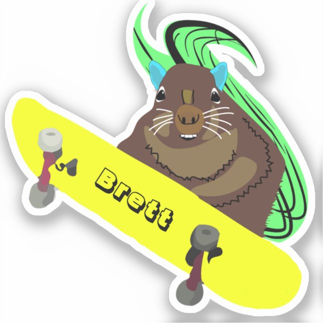 Naughty Squirrel #944 Brett Skateboarding Sticker (Front)