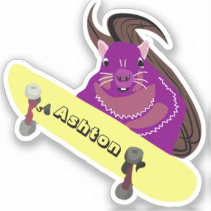 Naughty Squirrel #953 Custom Name Skate Sticker