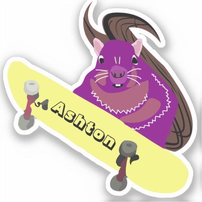Naughty Squirrel #953 Custom Name Skate Sticker (Front)