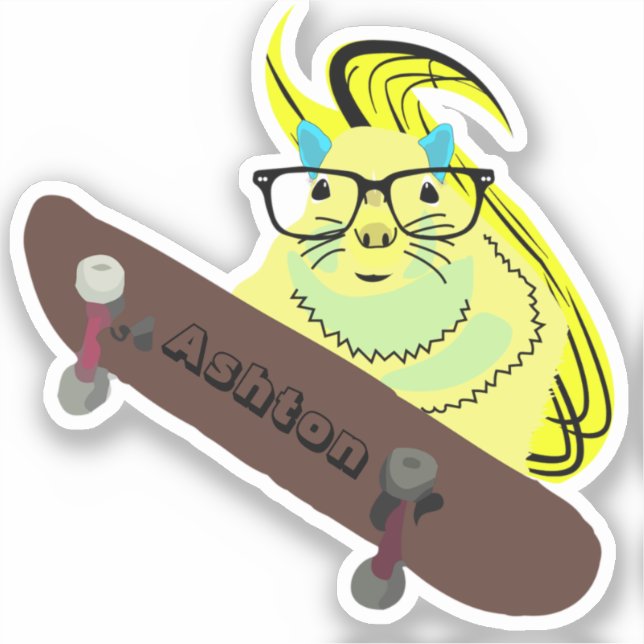 Naughty Squirrel #962 Custom Name Skate Sticker (Front)