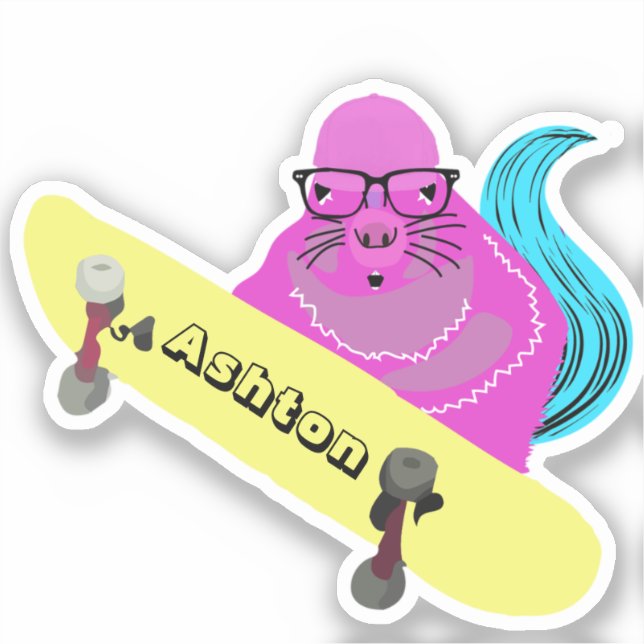 Naughty Squirrel #963 Custom Name Skate Sticker (Front)