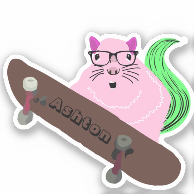 Naughty Squirrel #964 Custom Name Skate Sticker (Front)