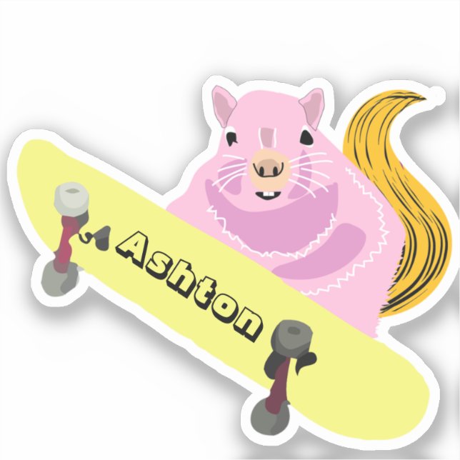 Naughty Squirrel #965 Custom Name Skate Sticker (Front)