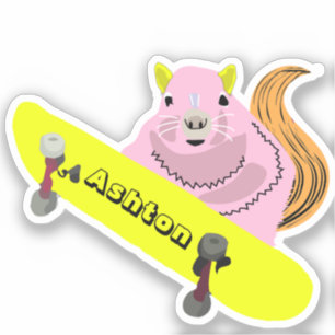 Naughty Squirrel #968 Custom Name Skate Sticker