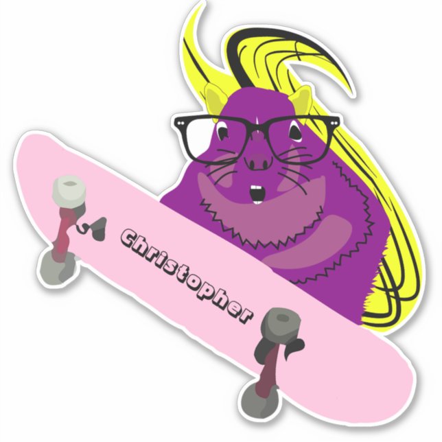 Naughty Squirrel #96 Skateboarding Sticker (Front)