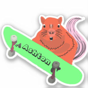 Naughty Squirrel #972 Custom Name Skate Sticker
