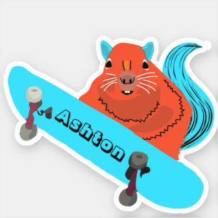Naughty Squirrel #974 Custom Name Skate Sticker