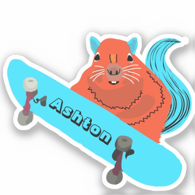 Naughty Squirrel #974 Custom Name Skate Sticker (Front)