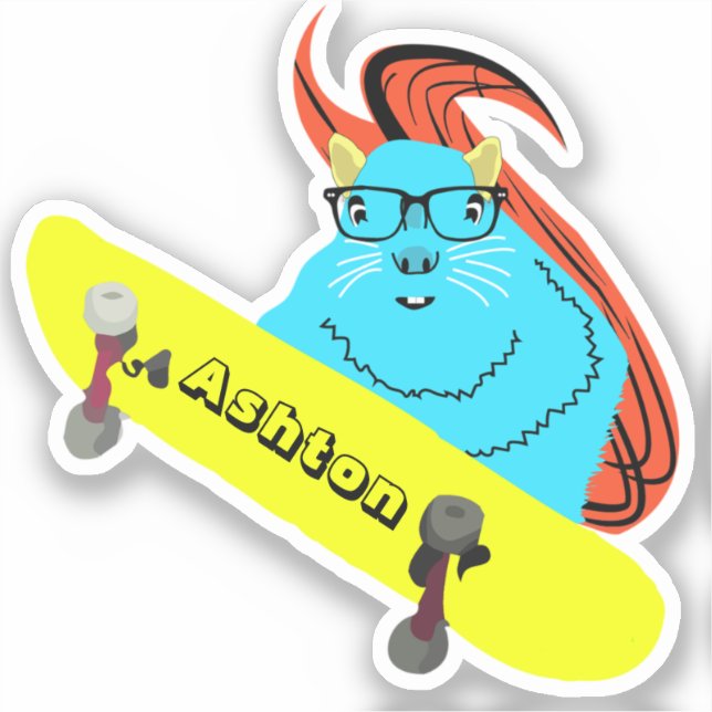 Naughty Squirrel #977 Custom Name Skate Sticker (Front)