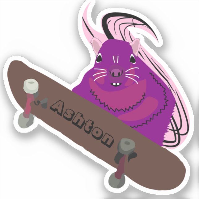 Naughty Squirrel #979 Custom Name Skate Sticker (Front)