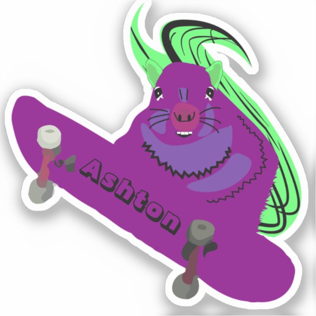 Naughty Squirrel #981 Custom Name Skate Sticker (Front)