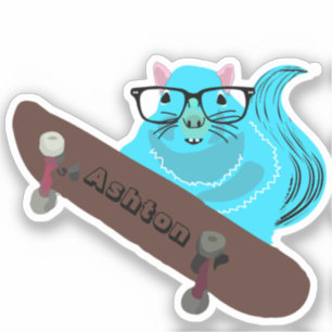 Naughty Squirrel #985 Custom Name Skate Sticker