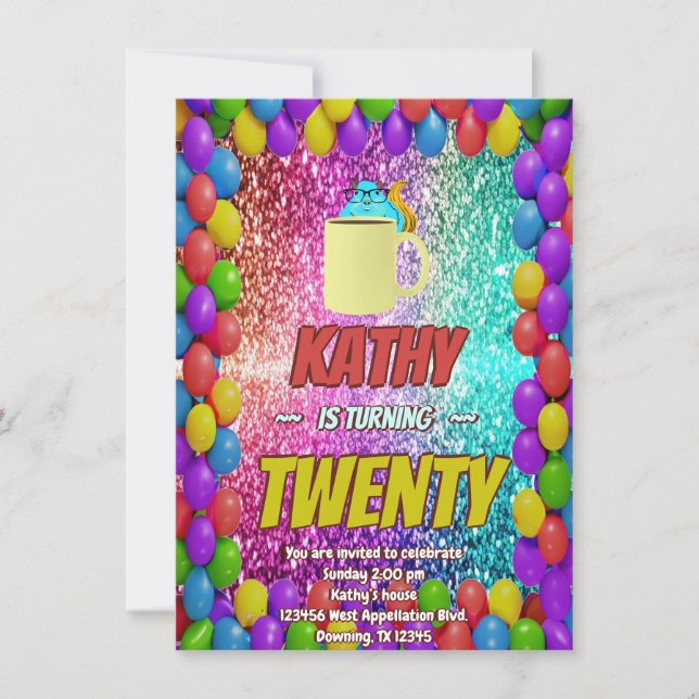 Naughty Squirrel Coffee Birthday Party Invite (Front)