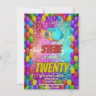 Naughty Squirrel Internet Party Birthday Invite