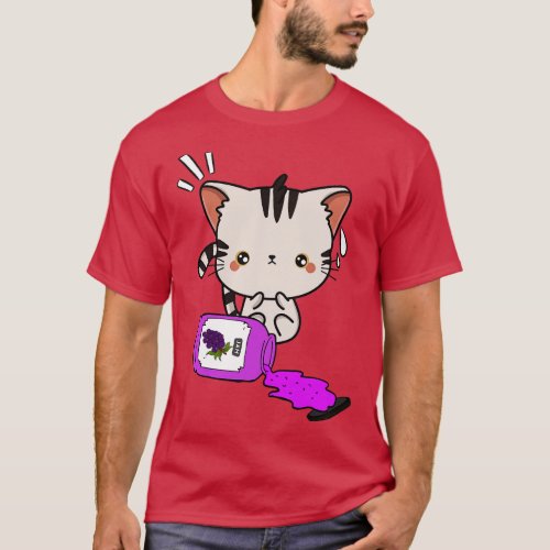 Naughty Tabby Cat Spills a jar of grape jam T_Shirt